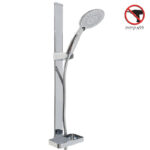 מוט רחצה למקלחת בהדבקה מתכוונן ללא קידוח ניקל מבריק
